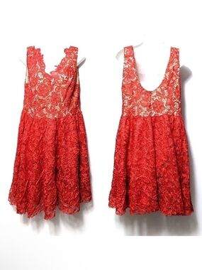 NWT CLOCOLOR Coral Lace Party Midi Dress XL